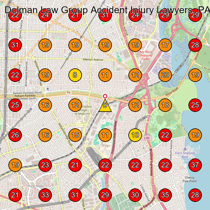 Dolman Law Group Accident Injury Lawyers, PA - Bronx GeoGrid visibility map for Personal Injury Attorney in 10451